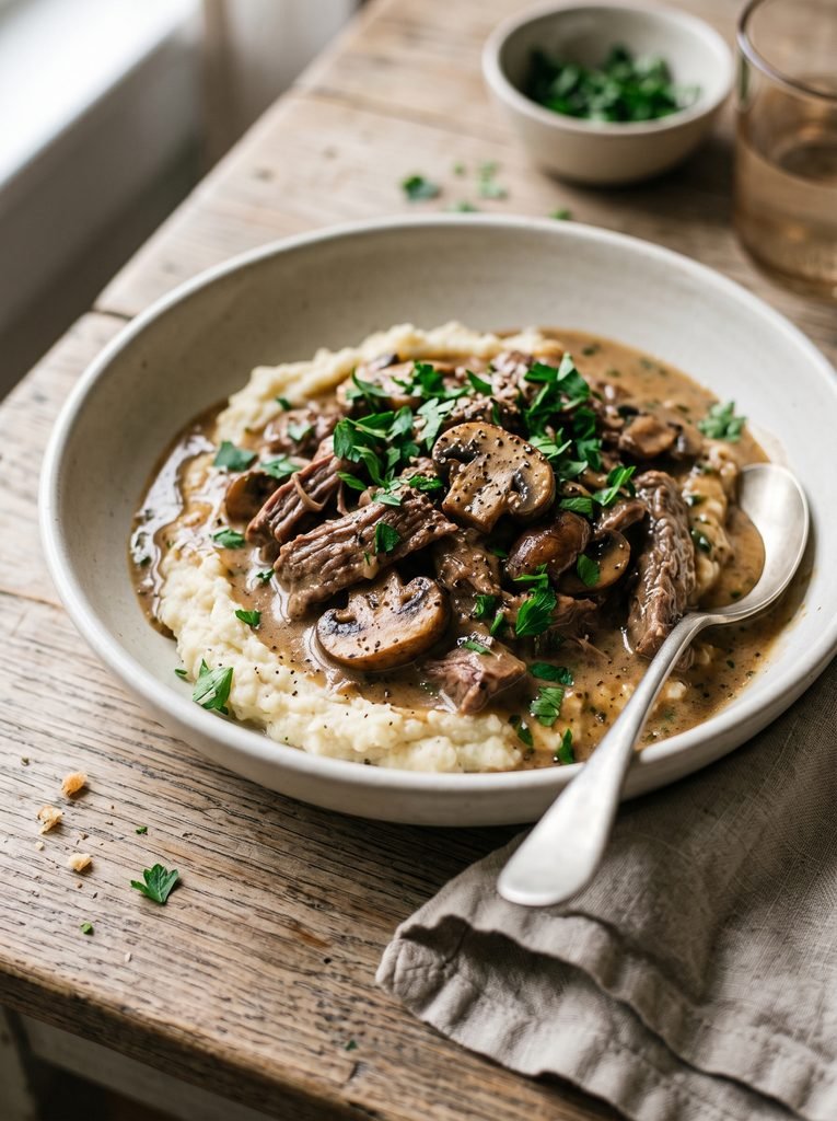 Slow Cooker Beef Stroganoff