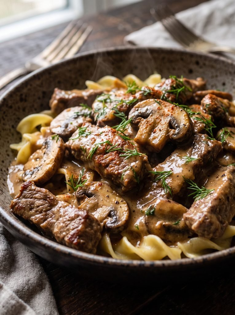 Slow Cooker Beef Stroganoff